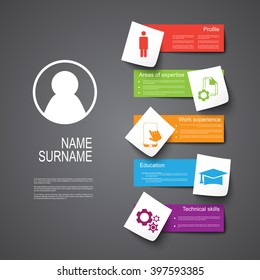 Resume / CV template design with stickers