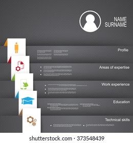 Resume / CV template design with tabs