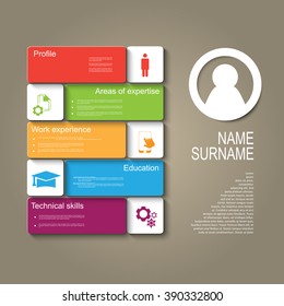 Resume / CV template design with tabs