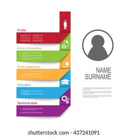Resume / CV template design with tabs / ribbons/ tags