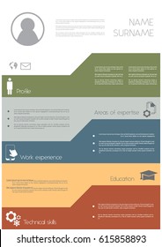 Resume / CV template design with tabs / ribbons/ tags
