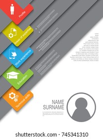 Resume / CV template design with tabs / ribbons/ tags