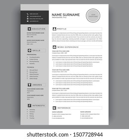  Resume or Cv Template Design Vector