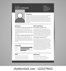 Resume and cv template. Flat style vector illustration.