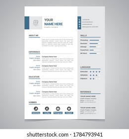 Resume and cv template. Flat style vector illustration.