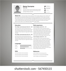 Resume and cv template. Flat style vector illustration.