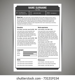 Resume and cv template. Flat style vector illustration.