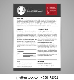 Resume and cv template. Flat style vector illustration.