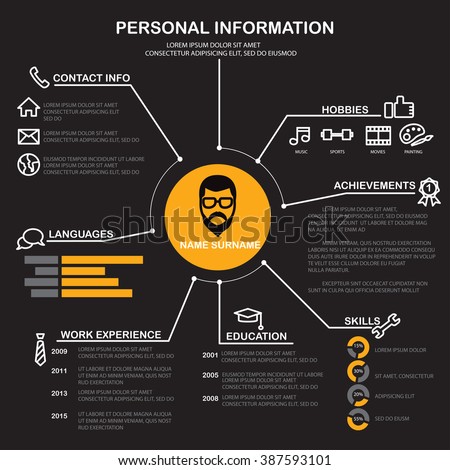 resume cv template infographics background element stock vector