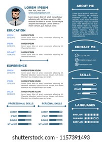 Resume and CV Template with nice minimalist design. Vector illustration