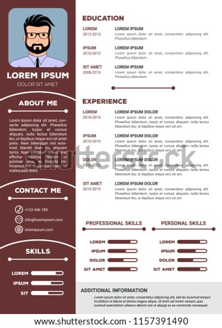 resume cv template nice minimalist design stock vector royalty free about me cv template