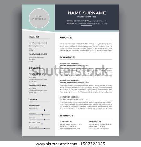 Resume or Cv template, white design layout vector for job applications