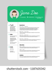 Resume CV Template For Women In Minimalist Design