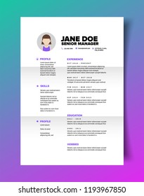 Resume CV Template For Women In Minimalist Design