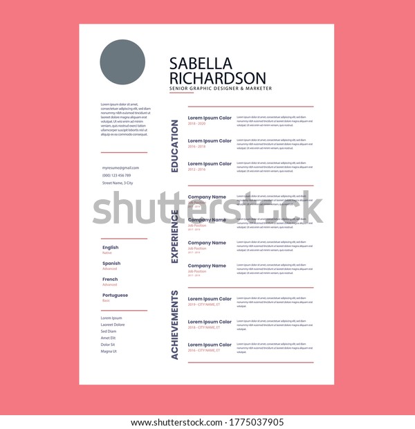 Resume Cv Templates Illustrator Format Stock Vector Royalty Free