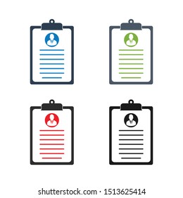 Resume, CV, User Profile Icon set. Flat style vector.