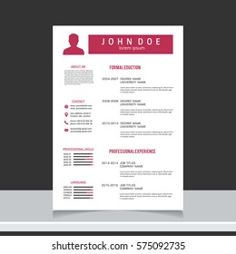 Resume and cv vector template. Awesome for job applications.