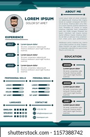 Resume and cv vector template with nice minimalist design