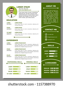 Resume and cv vector template with nice minimalist design