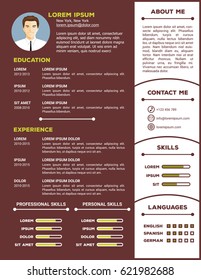 Resume and cv vector template with nice minimalist design