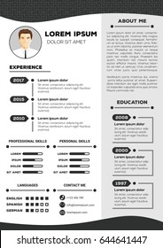 Resume and cv vector template with nice minimalist design