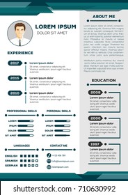 Resume and cv vector template with nice minimalist design. Vector illustration