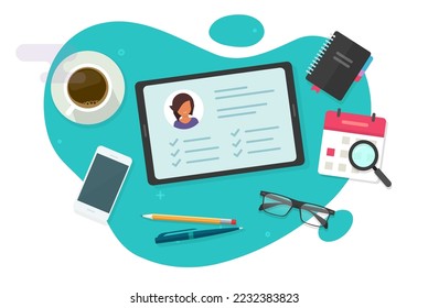 Resume cv writing online vector concept or professional personnel applicant profile assessment evaluation review office flat graphic illustration, employee business career personal candidate audit