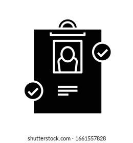 Reanudar icono negro de datos, ilustración conceptual, símbolo plano vectorial, signo de glifo.
