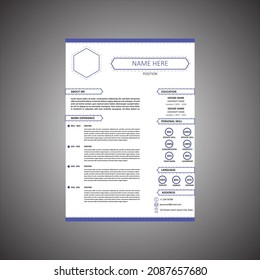 The resume design can be filled with photos, white and blue backgrounds that are detailed and modern. This resume will provide more value in applying for jobs. with adjustable size