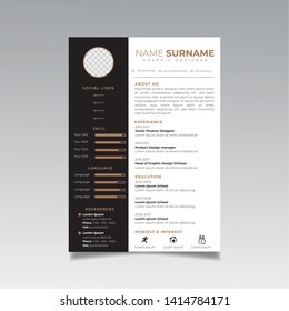 Resume design template minimalist cv. Business layout vector for job applications
