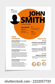 Resume design template minimalist cv. Business layout vector for job applications. A4 size.