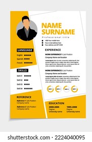 Resume design template minimalist cv. Business layout vector for job applications. A4 size.