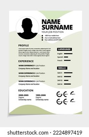 Resume design template minimalist cv. Business layout vector for job applications. A4 size.