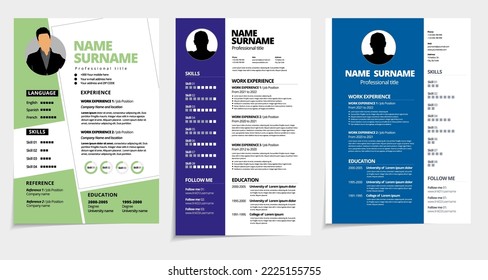 Resume design template minimalist cv. Business layout vector for job applications. A4 size.