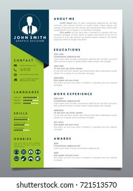 Resume design template minimalist cv. Business layout vector clean for job applications. In A4 size.