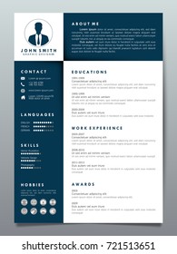 Resume design template minimalist cv. Business layout vector clean for job applications. In A4 size.