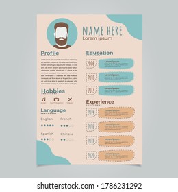 Resume design template minimalist cv.Business layout vector for job applications, Vector illustration