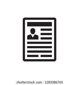 Resume document - black icon on white background vector illustration for website, mobile application, presentation, infographic. CV line concept sign. Graphic design element. 