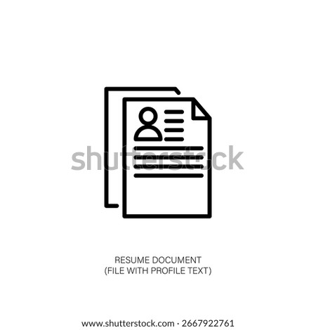 Resume Document Icon File with Profile Text for Applications and Job Search