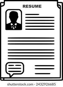 Resume document icon. line and glyph version, outline and filled sign, symbol, vector, art
