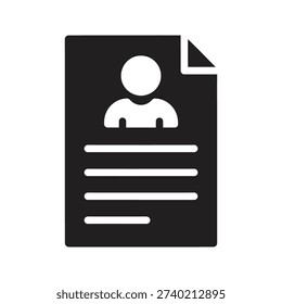 Resume document icon showing paper file with user photo and text lines representing CV curriculum vitae application form