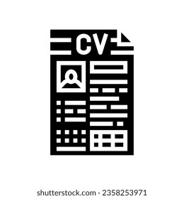 reanudar el vector de icono de glifo de entrevista de trabajo del documento. reanudar el signo de trabajo de entrevista de documento. ilustración de símbolo aislado