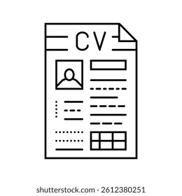 resume document interview job line icon vector. resume document interview job sign. isolated contour symbol black illustration