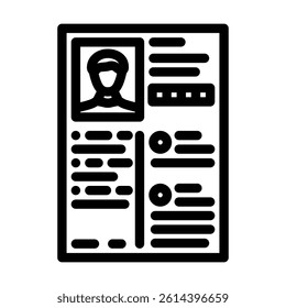 resume document interview job line icon vector. resume document interview job sign. isolated contour symbol black illustration