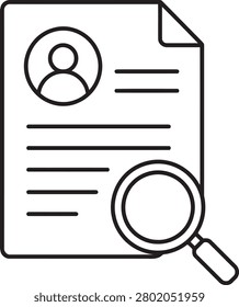 Resume document outline icon with magnifying glass search