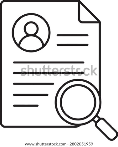 Resume document outline icon with magnifying glass search