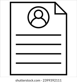 Resume Document, outline icon related to HR, Human Resources