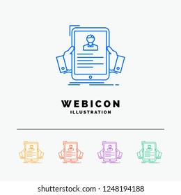resume, employee, hiring, hr, profile 5 Color Line Web Icon Template isolated on white. Vector illustration