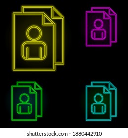 resume of the employee neon color set icon. Simple thin line, outline vector of business organisation icons for ui and ux, website or mobile application