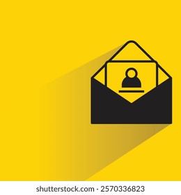 resume in envelope icon with shadow on yellow background